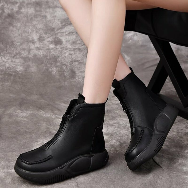 肥厚したチェルシーブーツ中ふくらはぎ快適な厚底の女性の靴ハンサム潮ブーツチェルシーブーツ肥厚バージョン 肥厚したチェルシーブーツ中ふくらはぎ快適な厚底の女性の靴ハンサム潮ブーツチェルシーブーツ肥厚バージョン