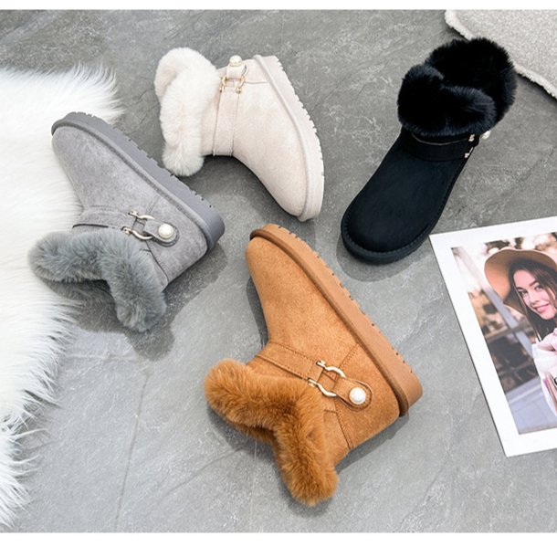 おしゃれなベルベットの暖かい靴厚底のパン靴ショートチューブのスノーブーツ女性の袖秋冬の綿靴 おしゃれなベルベットの暖かい靴厚底のパン靴ショートチューブのスノーブーツ女性の袖秋冬の綿靴