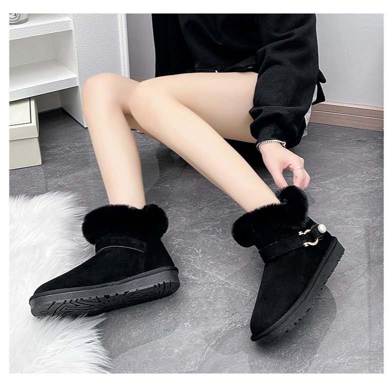 おしゃれなベルベットの暖かい靴厚底のパン靴ショートチューブのスノーブーツ女性の袖秋冬の綿靴 おしゃれなベルベットの暖かい靴厚底のパン靴ショートチューブのスノーブーツ女性の袖秋冬の綿靴