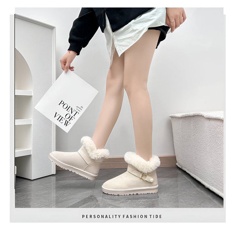 おしゃれなベルベットの暖かい靴厚底のパン靴ショートチューブのスノーブーツ女性の袖秋冬の綿靴 おしゃれなベルベットの暖かい靴厚底のパン靴ショートチューブのスノーブーツ女性の袖秋冬の綿靴