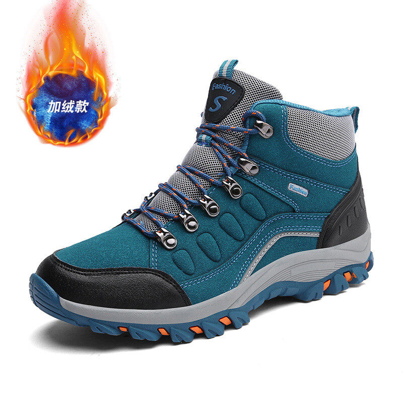 カップル向けの滑り止めアウトドアスノーブーツ   ベルベットの暖かいハイキングシューズ   秋と冬の必需品