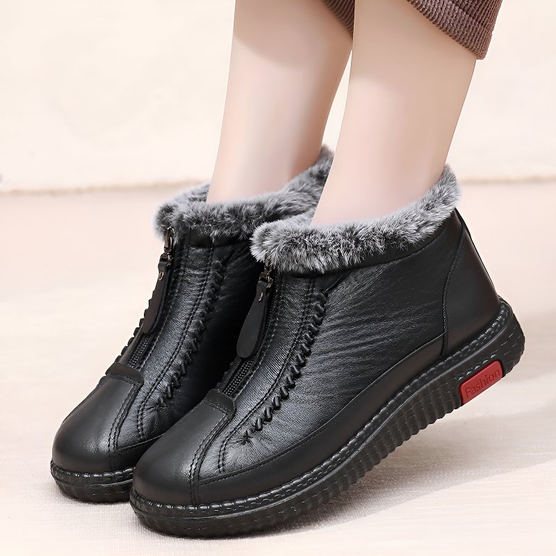 中高年向け冬ベルベット暖かい綿靴フラット滑り止めショートブーツ母親の靴中高年向け冬綿ブーツ