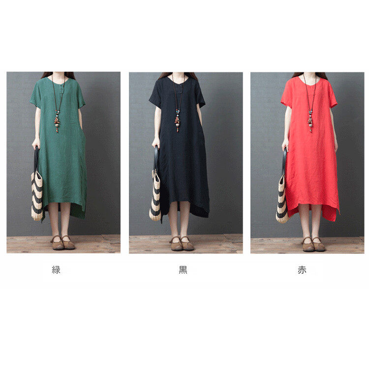 女性の快適なラウンドネックミッドレングスのルーズドレスプラスサイズの女性のドレス快適なラウンドネックルーズドレス