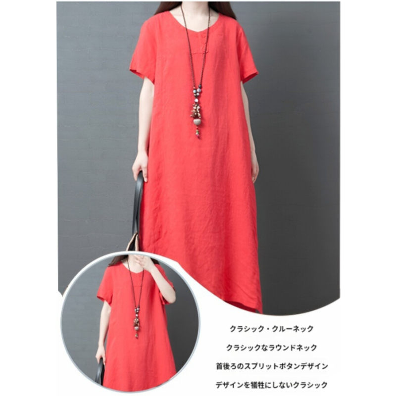 女性の快適なラウンドネックミッドレングスのルーズドレスプラスサイズの女性のドレス快適なラウンドネックルーズドレス