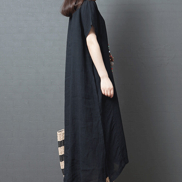 女性の快適なラウンドネックミッドレングスのルーズドレスプラスサイズの女性のドレス快適なラウンドネックルーズドレス