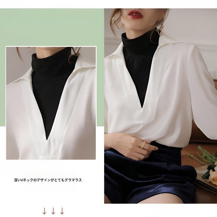 スタイリッシュなフェイクツーピースタートルネックシャツ