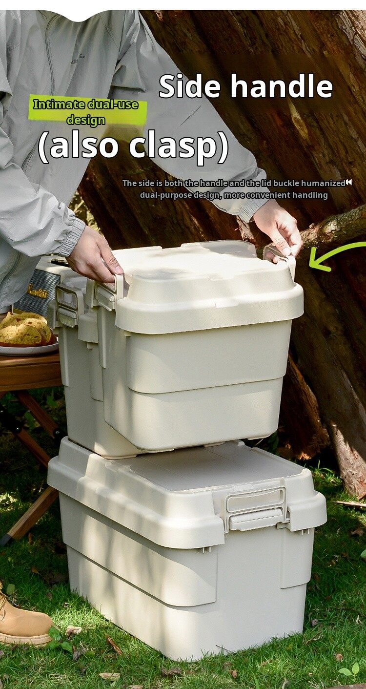 Large plastic storage box for household, camping, and travel