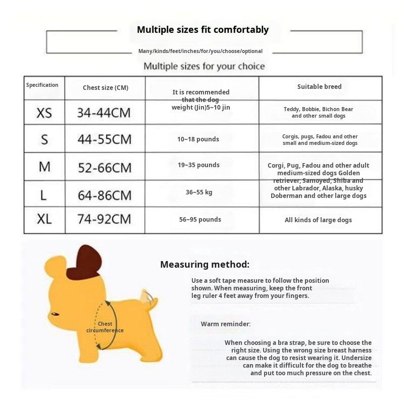 Medium and large vest style harness traction rope