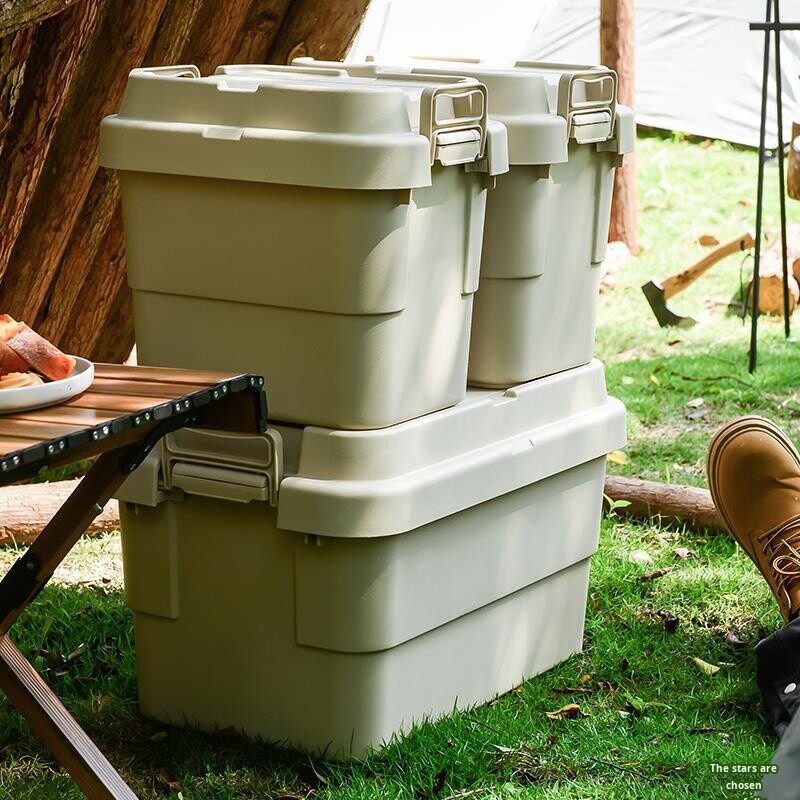 Large plastic storage box for household, camping, and travel