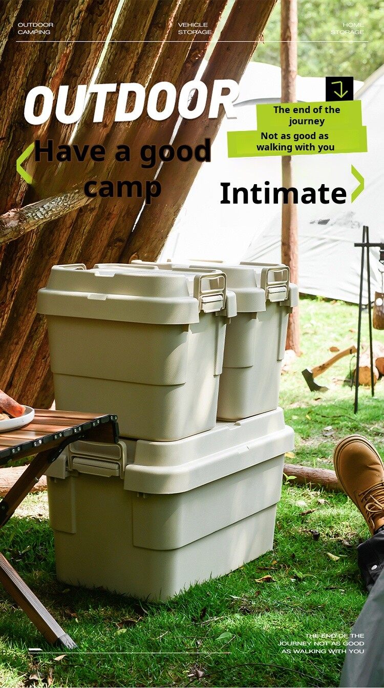 Large plastic storage box for household, camping, and travel