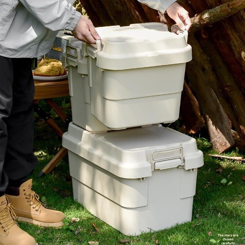 Large plastic storage box for household, camping, and travel