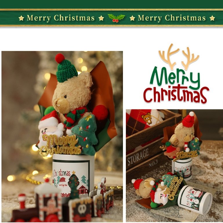 Fabric doll bear Santa Claus doll decoration cartoon snowman