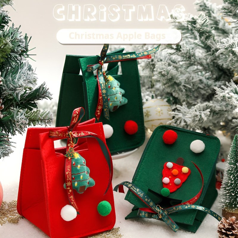 Portable Christmas Felt Packaging Bag Christmas Apple Gift Bag Christmas Tote Bag