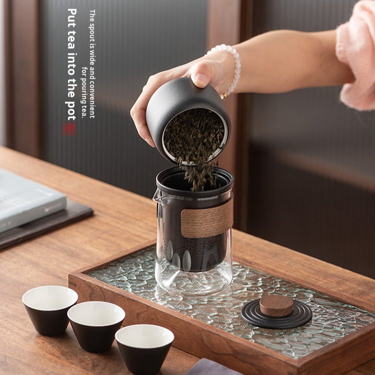 Travel tea set 46 ceramic quick cup teapot glass tea set outdoor teapot