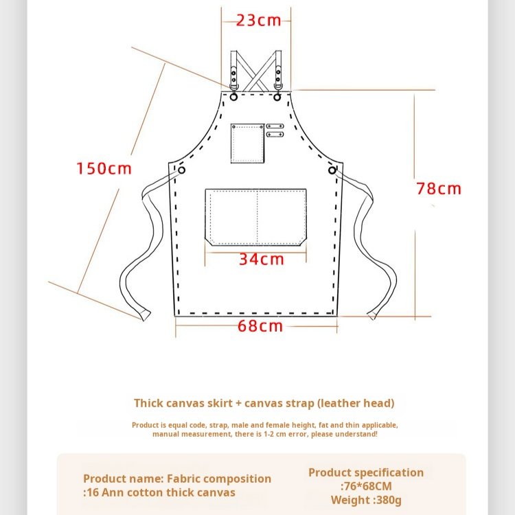 Cafe waterproof thickened canvas gardening apron apron work waterproof cafe canvas gardening apron