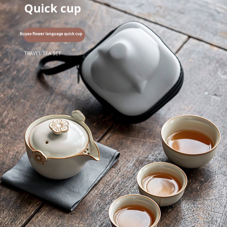 Portable tea set car bag handheld teapot outdoor quick cup travel tea set