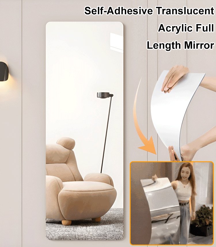 Selfadhesive acrylic wallmounted fulllength mirror