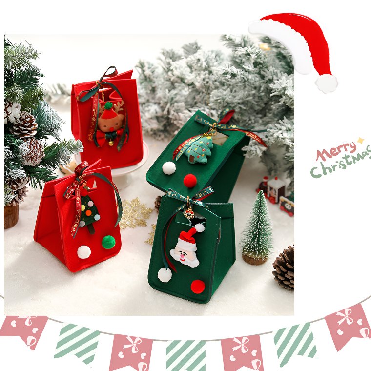 Portable Christmas Felt Packaging Bag Christmas Apple Gift Bag Christmas Tote Bag